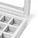 Pasutewel Earring Storage Case 24 Compartments Ring Velvet Display Case Box Earring Ring Organizer Velvet Jewelry Tray Cufflink Storage Showcase with Clear Glass Lid Grey