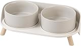 AHX Elevated Dog Food Water Bowl Set Ceramic Double Bowls Grey