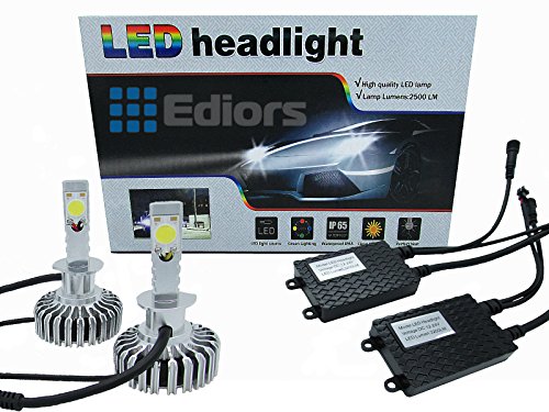 Ediors New Generation High Quality Upgraded Cree LED Headlight Conversion Kit 6500K High Power 50W 6400Lumen (Set)To Replace Halogen & HID Lamp Bulbs H1 Low Beam Xenon White