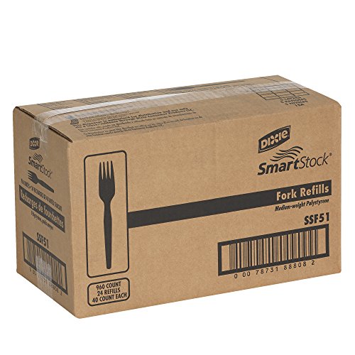 Dixie SSF51 SmartStock Plastic Cutlery Refill, Forks, Black, 40 Per Pack (Case of 24 Packs)