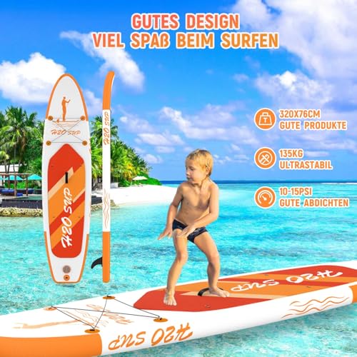 H2OSUP Stand Up Paddling Board, 15 cm Thick Inflatable SUP Board, with Backpack, Durable Paddle Board Accessories