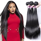 XBLHAIR 100% Brazilian Remy Virgin Human Hair Weave 8A Grade Straight Hair Extensions 3 Bundles Deals Natural Color (22 24 26) 95-100g/pc