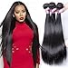 XBLHAIR 100% Brazilian Remy Virgin Human Hair Weave 8A Grade Straight Hair Extensions 3 Bundles Deals Natural Color (22 24 26) 95-100g/pc