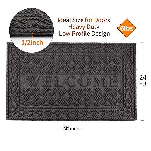 image for Mibao MBCS101MGY Entrance Door Mat, 24 x 36 inch Winter Durable Large 