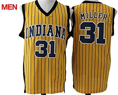 Mens Basketball Jersey - Indiana Pacers Reggie Miller #31 Yellow Stripe Retro Jersey XL