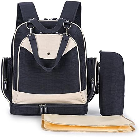 Mooxury Baby Diaper Backpack Nappy Bags with Stroller Straps and Insulated Bottle Sleeve - Navy Blue
