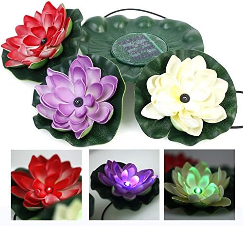 Hansuo Solar Lotus Light Power Color Changing Floating Led Flower Lamp Garden Pool Pood Nightlight Waterproof for Party Festival Christmas Decoration