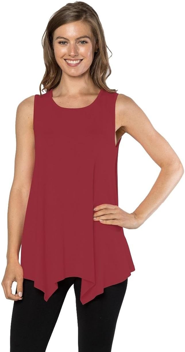 Velucci Womens Tunic Tank Top T-Shirt - Loose Basic Sleeveless Tee Shirt Blouse