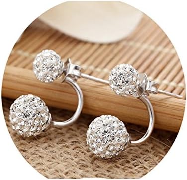 Lingduan Women Lady Shinning Crystal Pendant Earrings Ear Stud Silver Crystal Ball Ball Hypoallergenic Shampoo Ball Fashion Earrings