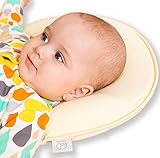 Baby Head Shaping Memory Foam Pillow - 2 Organic Cotton Covers Included - Prevents Newborn and Infant Flat Head Syndrome - Organic - Breathable - Protective (Grey&Yellow)