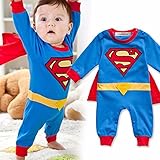 StylesILove Baby Boy Super Hero Costume Jumpsuit and Cape Blue (80/6-12 Months)