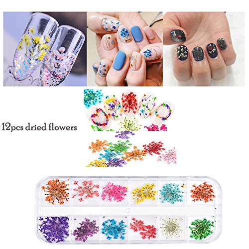 DIY Nail Art Tools Decoration Manicure Kit Including Glitter Nail Rhinestones, Nail Dried Flowers, Nails Sanding Buffing File Beauty Accessories Nail Art Set Kit