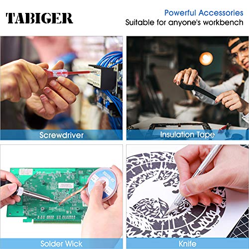 Soldering Iron Kit Electronics 60W Adjustable Temperature Soldering Iron, 5pcs Soldering Iron Tips, Solder, Rosin, Solder Wick, Stand and Other Soldering Kits in Portable Toolbox - Thumbnail 4