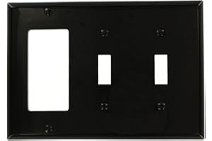 Leviton 3-Gang 2-Toggle 1-Decora (R) Brand (R)/GFCI Device Combination Wallplate, Standard Size, 80745-E, Black