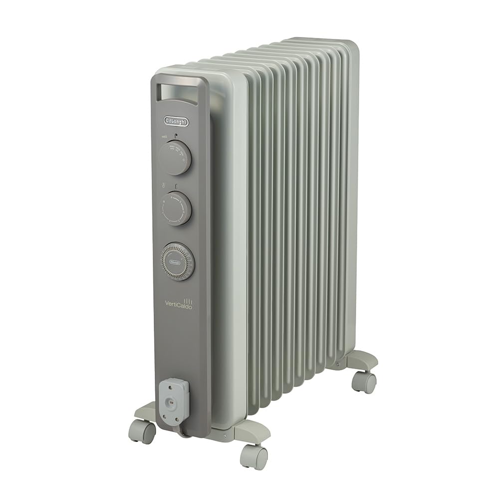 De'Longhi (デロンギ) オイルヒーター ヴェルティカルド RHJ21F1015-LG 電気ヒーター ゼロ風暖房 静音 乾燥しにくい 表面温度約80℃ 燃料補充不要 安全プラグ [10-13畳] [ホワイト×ライトグレー] デロンギファミリー登録で5年保証商品画像