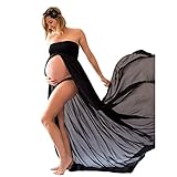 JL store Spilt Front Maternity Dresses For Photography,Chiffon Maxi Maternity Photoshoot Dress,Strapless Maternity Gown For Photography,Plus Size Maternity Picture Dresses