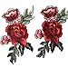 Red Rose Flowers Patch Embroidered Floral Applique Sew on Patches for Lace Fabric Clothes DIY Craft Supply (1 Pair) by Jiaufmi