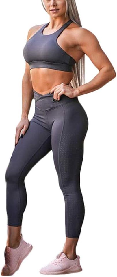 Hotexy Women's Workout Sets 2 Pieces Suits High Waisted Yoga Leggings with Stretch Sports Bra Gym Clothes
