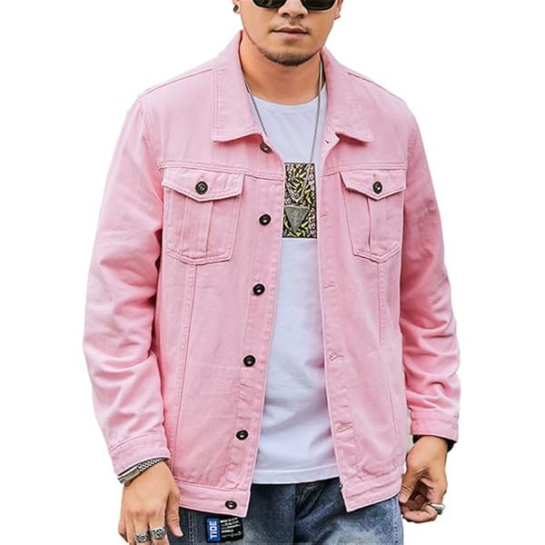 Amazon.com: Dninmim Men's Long Sleeves Loose Denim Jacket，Plus