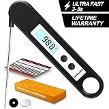 GDEALER Instant Read Thermometer Super Fast Digital Electronic Food Thermometer Cooking Thermometer Barbecue Meat Thermometer with Collapsible Internal Probe for Grill Cooking Meat Kitchen Candy