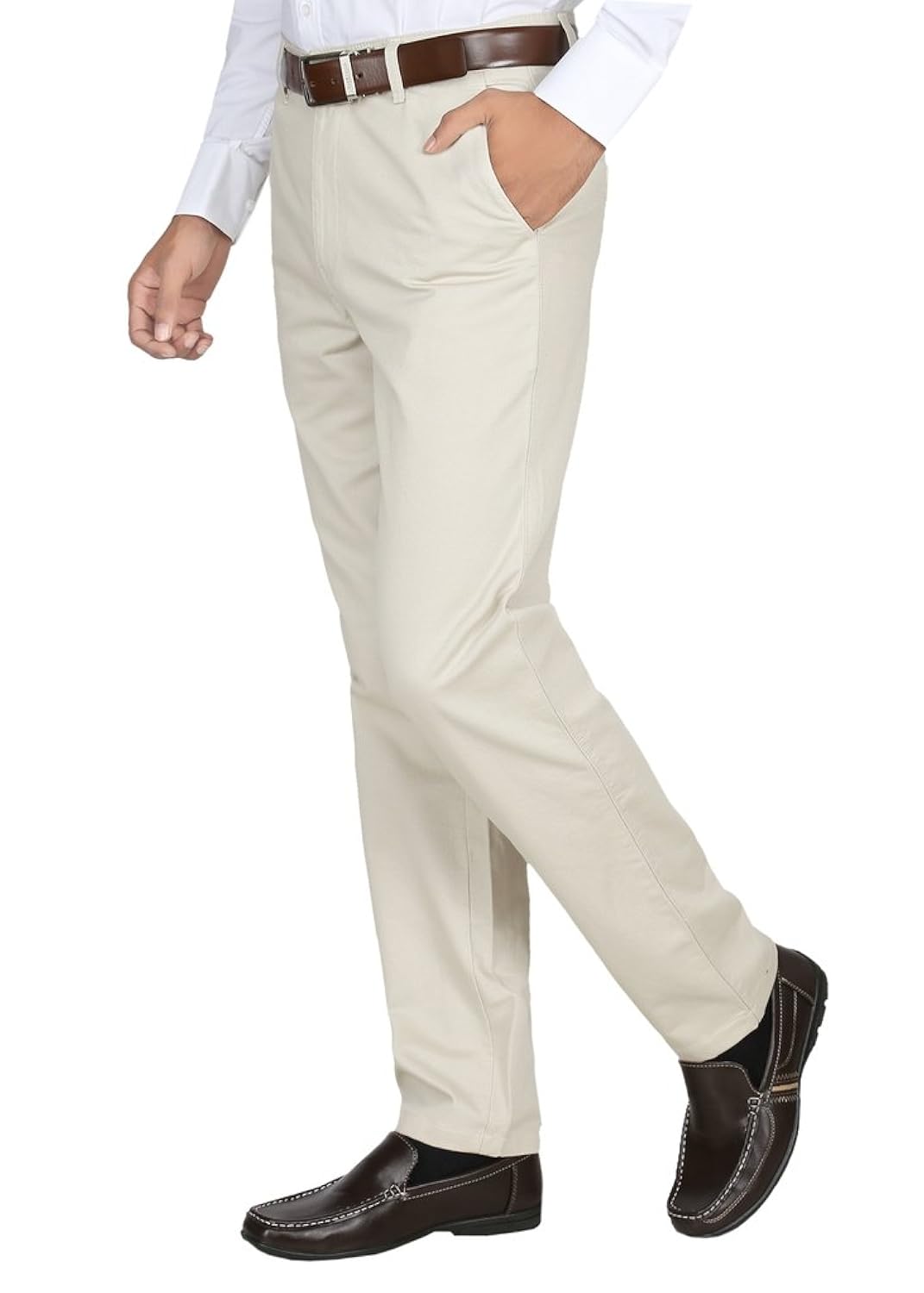 modo men's regular fit dobby cotton formal trousers