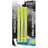 Pilot Enso Lettering Pens 3 Assorted Tips (1mm, 2mm, 3mm), Black Pourus Point Marker Pens; From Calligraphy to Hand Lettering to Whatever Your Muse Inspires (12034)
