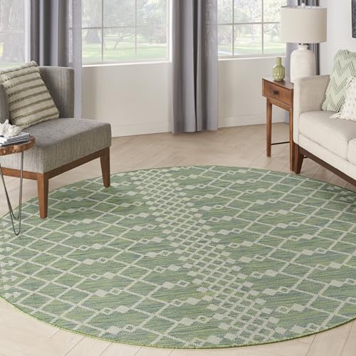 Nourison Home Positano Blue Green 8' x Round Area Rug - Easy Clean, Non Sheddin…