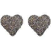 Statement Big Red Heart Stud Shine Earrings for Women Sparkling Rhinestone Earrings