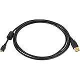 Monoprice 6-Feet USB 2.0 A Male to Micro 5pin Male 28/24AWG Cable with Ferrite Core (Gold Plated) (105458),Black