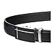 Tiitc Men's Genuine Leather Ratchet Dress Belt with Automatic Buckle (Black, 35mm Wide) (Silver Black Buckle-02)