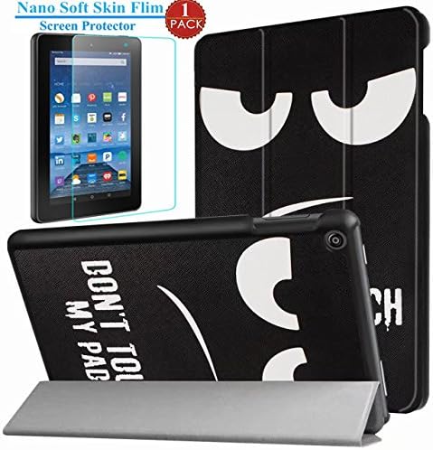 I VIKKLY All-New Fire 7 2017 Case With Screen Protector,[Tri-Fold] Ultra Slim Stand Smart Case with Auto Sleep/Wake Function for All-New Amazon Fire 7 Tablet (7th Generation, 2017 Release) (Big Eyes)