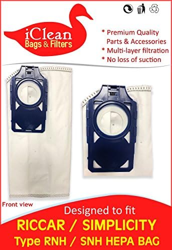Riccar RNH / Simplicity SNH vacuum cleaner HEPA Bag - 20 Bags - designed By iClean Vacuums to fit Riccar Brilliance R30 series and Simplicity S30 series vacuum