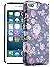 Dimaka iPhone 7 Plus Case for Girls, Cute Floral Flower Rose Design, 2 Layer Parts Hybrid Shockproof Drop Proof 360 Full Cover for iPhone 7 Plus and iPhone 8 Plus (Black Peony)