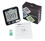 BaLDR Digital Shower Clock/Timer Waterproof for Water Spray for Bathroom Shower Kitchen Touch Screen Timer with Alarm Displays Temperature Humidity Wall Mounted, Suction Cup, Stander (Black)