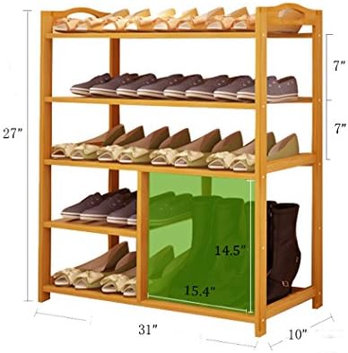 100% Natural Bamboo Shoe Rack，Shoe Organizer with Slats Design, Multifunctional Shelf &amp; Storage (5-tier 31"L x 10"W x 27"H)