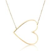 AOCHEE Mom Open Heart Necklace Sideways Heart Open Necklace Pendant for Women