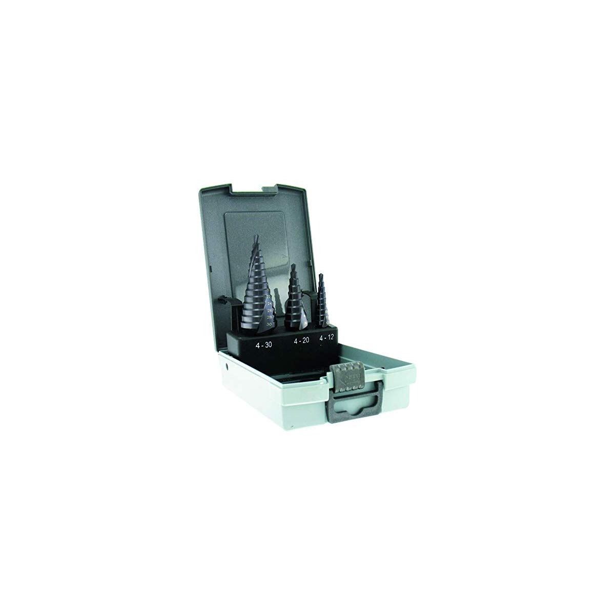 Tivoly 11448770001 FCE 430 Set of 3 Metal Conical Step Drill Bits HSS Cobalt 5% TiAlN Coated Diameter 4-12/4-20/4-30 mm