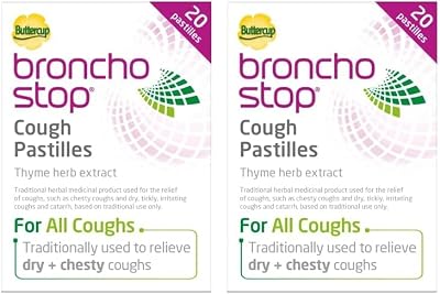 Bronchostop Cough Pastilles 40 Pack Traditional Herbal Remedy Thyme Marshmallow