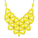 Jane Stone Fashion NecklaceTessellate Necklace Net Statement Beaded Jewelry Bib Jewellery for Women Party Gift(Fn0511-Yellow)