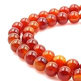 BRCbeads Gorgeous Natural Red Carnelian Gemstone Round Loose Beads 12mm Approxi 15.5 inch 30pcs 1 Strand per Bag for Jewelry Making
