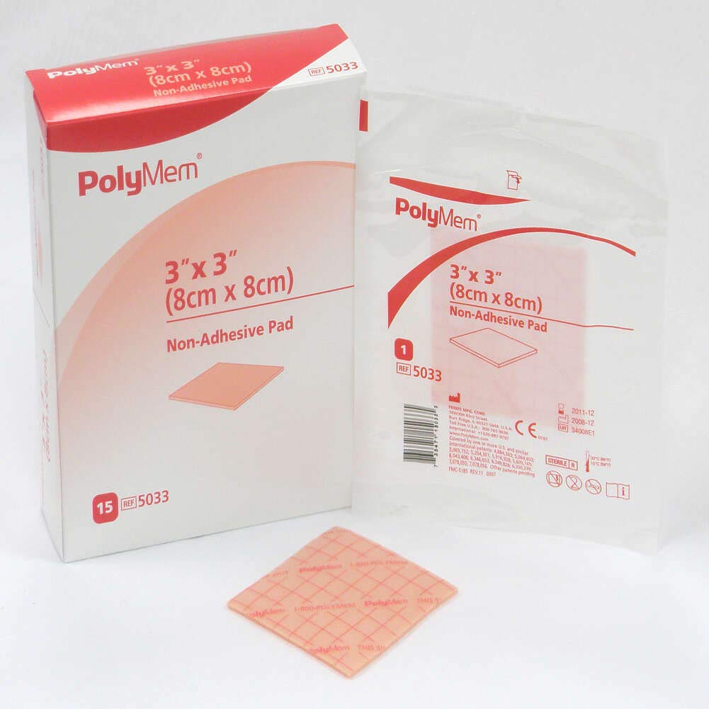 PolyMem NonAdhesive Wound Dressing, Sterile, Foam, 3' X 3' Pad, 5033