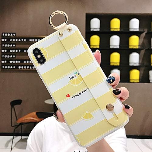 NiceGuu Wrist Strap Phone Case for iPhone Xs Max 11 Pro Max Case for iPhone X Xs XR 7 8 7plus 8plus Fruit Lemon Soft TPU Case (T2, for iPhone 11 Pro)