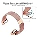iGK Milanese Replacement Bands Compatible for Fitbit Charge 2, Stainless Steel Metal Bracelet with Unique Magnet Clasp Rose Gold Small