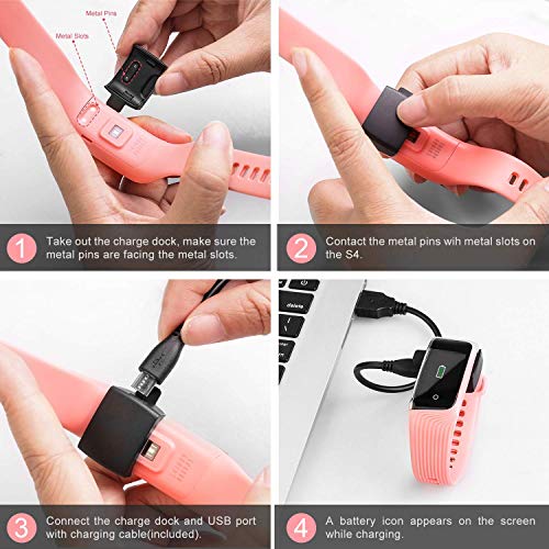 BuTure Fitness Tracker, Pedometer for Walking, Heart Rate Monitor, Fitness Tracker Watch IP67, Sleep Monitor for Exercising and All Day Wear Compatible with iPhone & Android (Pink)