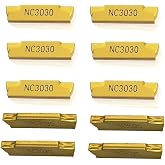 GBJ MGMN200-G 10pcs Tin Coated Carbide Grooving Inserts 2mm Wide Grooving Carbide Inserts Lathe Cutters for MGEHR/MGIVR Lathe Grooving Cut-Off Tool