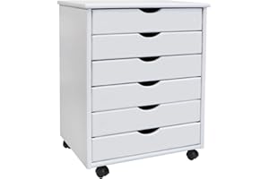 ADEPTUS Jela Original Roll Cart, Solid Wood, 6 Drawer Extra Wide Drawers Roll Carts, White