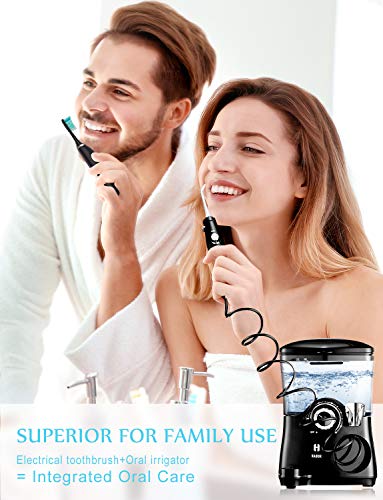 Habor Water Flosser 600ml Oral Irrigator & Electric Toothbrush with 7 Multifunctional Jet Tips & 2 toothbrush heads, 2 Min Timer Electric Dental Flosser, Quiet Design Family - Thumbnail 5