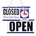 Eagle Open and Closed Sign, Plastic, with Hanging Chain, Dual Sides with “Will Return” Clock, 6X11.5-Inches