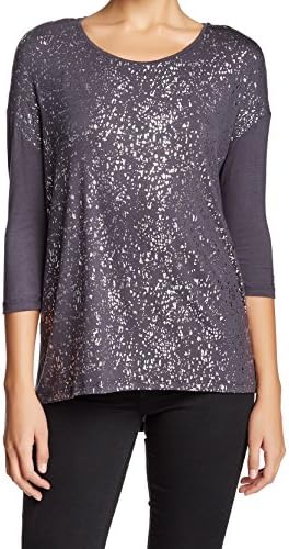 Dantelle Silver Womens Large Scoop Neck Hi-Low Knit Top Gray L