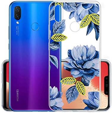 IJIA Case for Huawei Nova 3i / Huawei P Smart Plus (P Smart+) (6.3") - Transparent Blue Orchid Clear TPU Soft Silicone Protection Bumper Fashion Skin Back Shell Case Cover